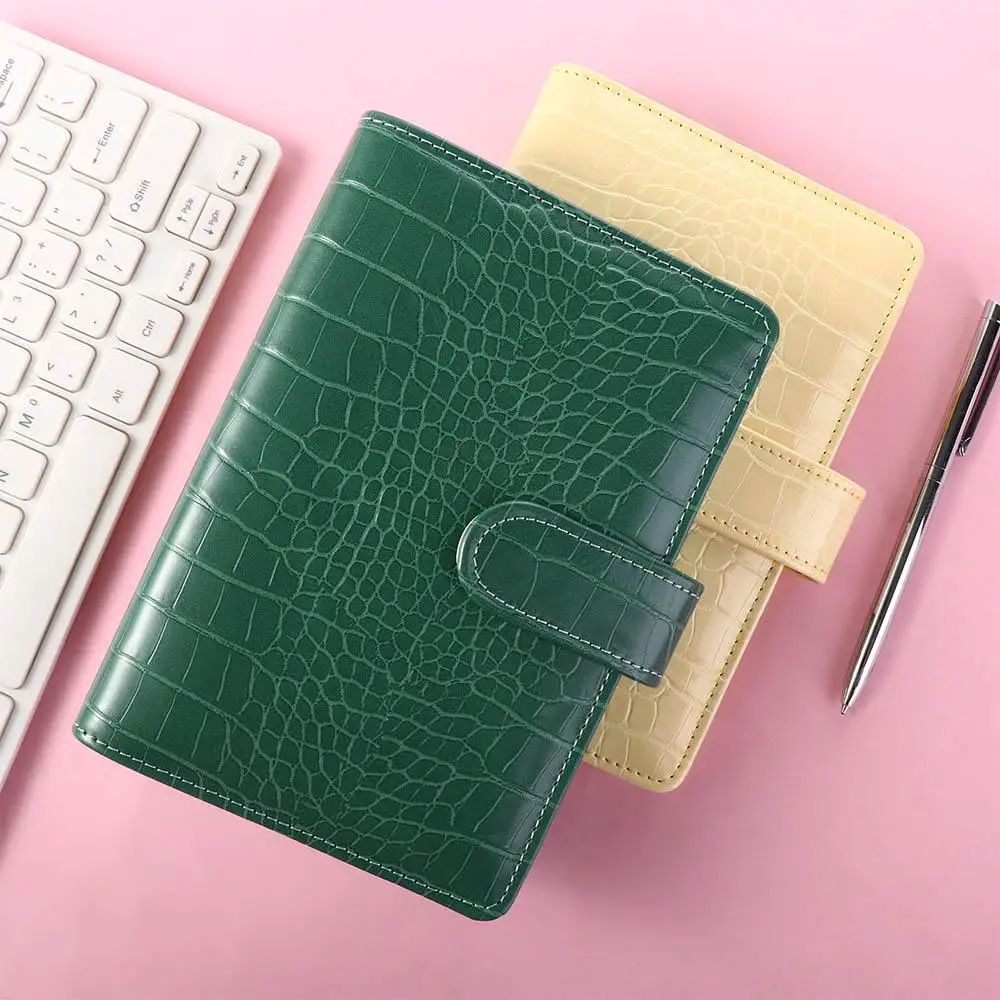 Book Stationery Ring Binder A6 Notebook PU Leather Crocodile Pattern Notepad Cover Notebook Cover Binder Cover Loose-Leaf Cover