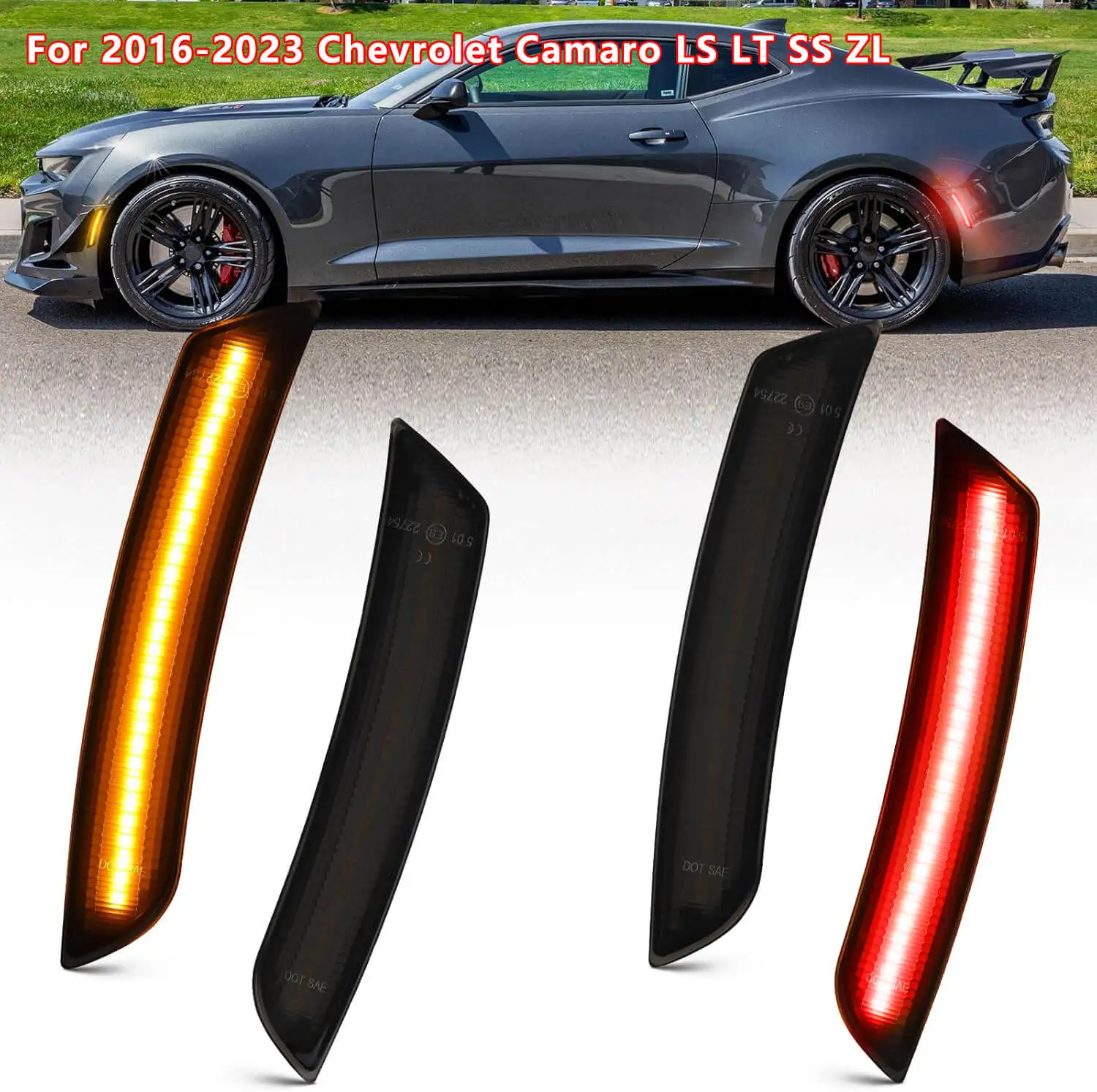 

Светодиодные боковые габаритные огни для Chevrolet Camaro ​ Передние и задние фонари для автомобилей LS LT SS ZL 2016-2023 гг. (автоаксессуары)