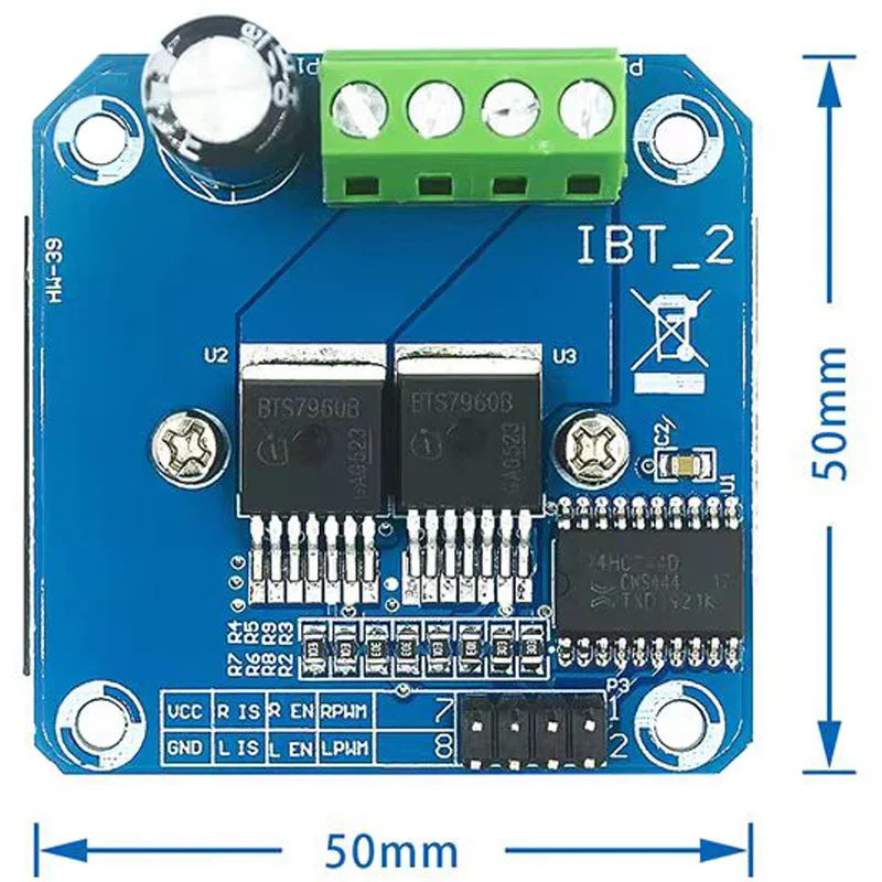 High-power smart car motor driver module BTS7960 43A current-limited control semiconductor cooling driver