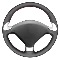 Black Artificial Leather Hand-Stitched Car Steering Wheel Cover For Peugeot 307 CC 2004-2009 307 SW 2004-2009 407 407 SW 2004-09