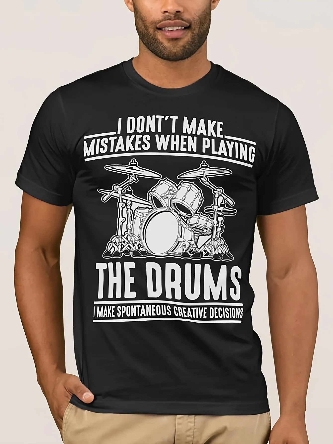 Funny Drummer Quote TShirt I Don't Make Mistakes When I Play Drums Lightweight Breathable Drum Graphic Tee for Drummers Musicians Black Music Band Shirt Gift for Rock Drummer Apparelpure Breathable sweat-wicking and soft suitable for daily commutes