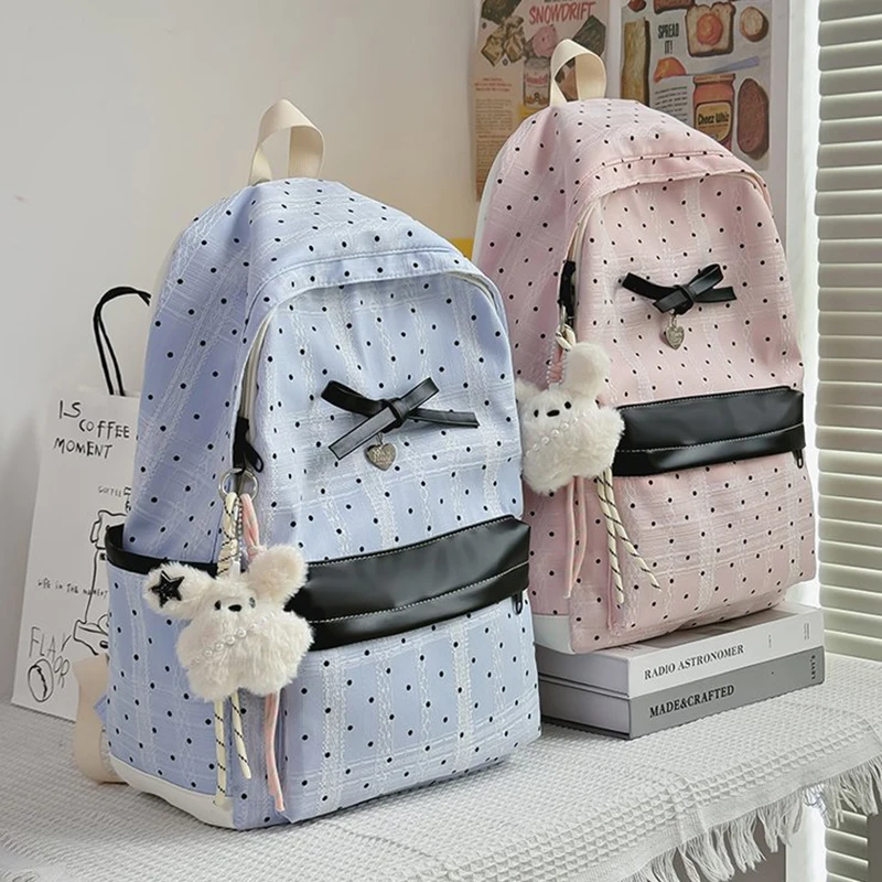 

Sweet Girls Backpacks Fashion New Design Dots High School Students Large Capacity Commute Mochilas Mujer Y2K Aesthetic Women Bag