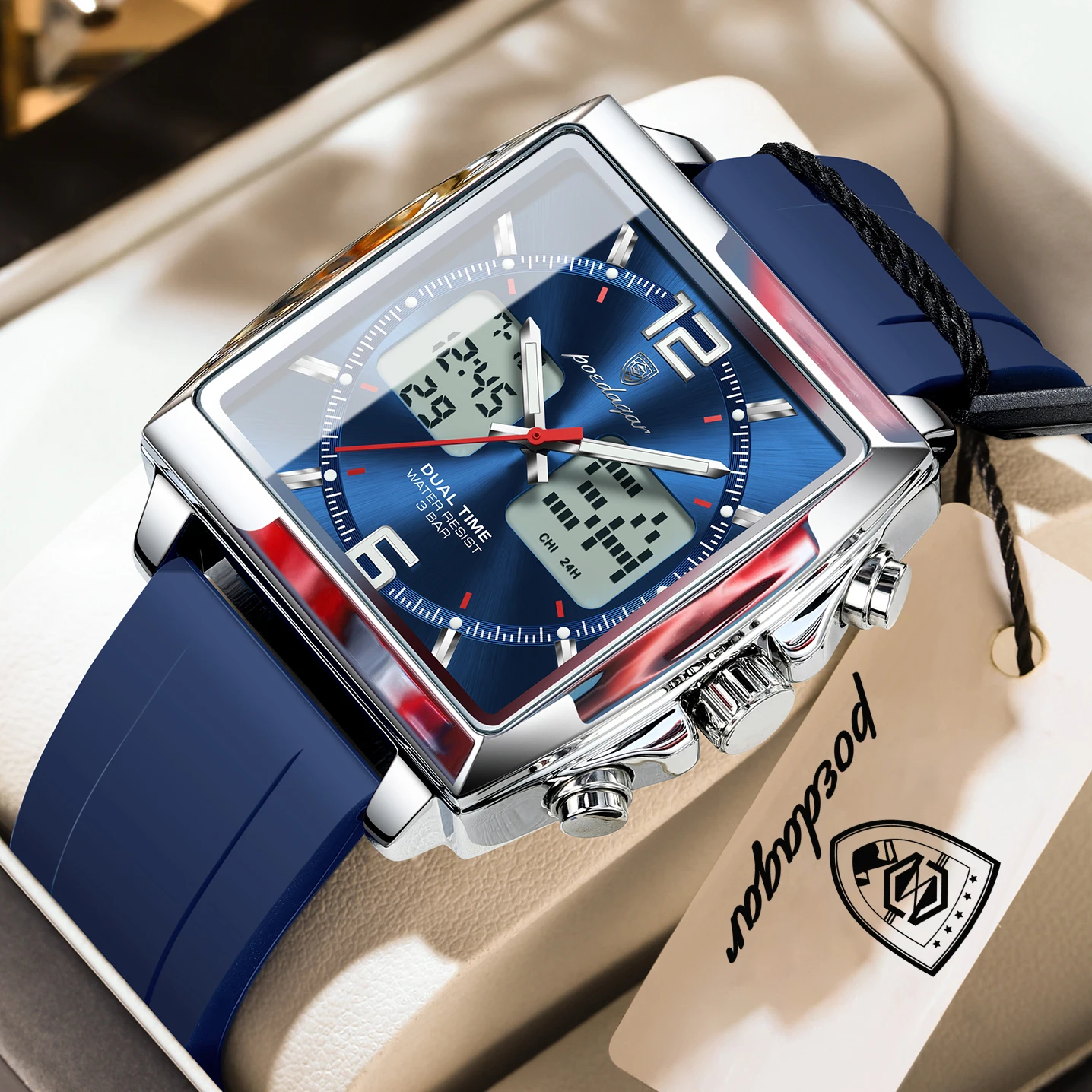 POEDAGAR Fashion Man Clock LED Alarm Chronograph Quartz Business Man Watch Week Date Electronic High Quality Sport Men's Watches