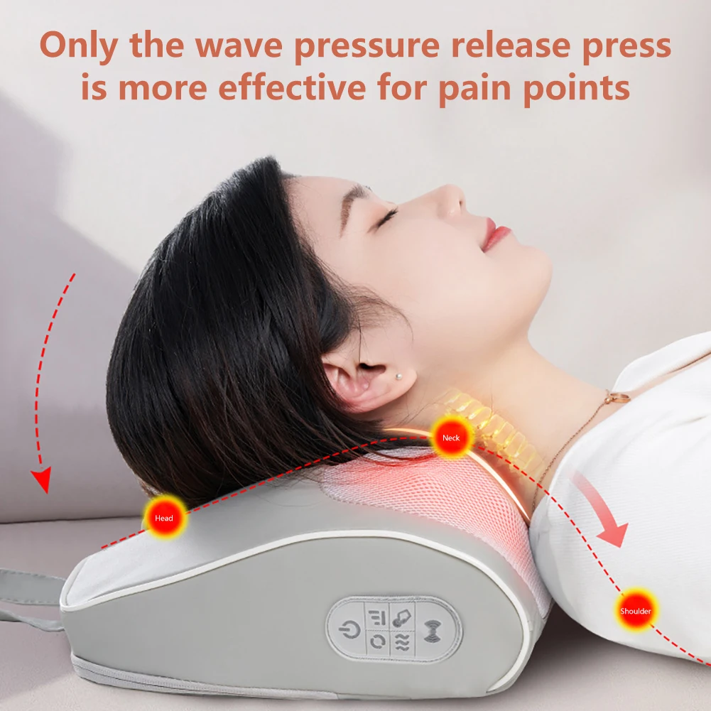 Multifunctional Massage Pillow 3 Level Relaxation Massage Pillow Vibrator Electric Neck Shoulder Heating Kneading Massage Pillow