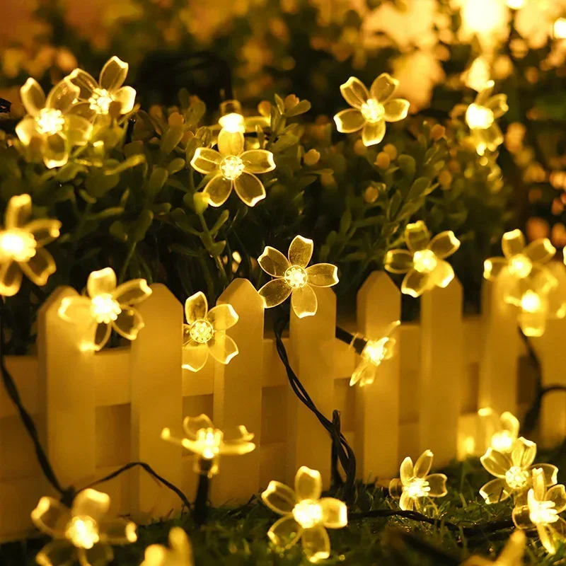 20/50/100LEDs Solar Light String Cherry Blossom Festoon Solar Garland Lamp Wedding Patio Holiday Outdoor Ramadan Yard Decoration