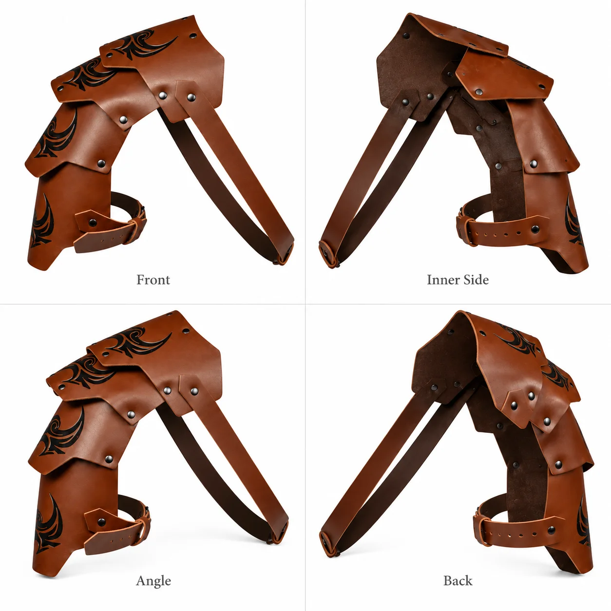 Medieval Leather Shoulder Armor, Adjustable Viking Pauldron, Renaissance Cosplay Shoulder Guard for Men & Women
