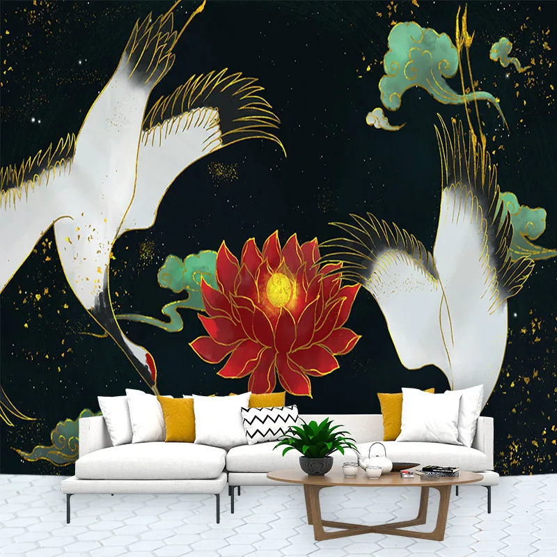 Japanese Syle Tapestry Tapices Room Wall Art  Red-crowned Crane Home House  Bedroom Masion Aesthetic Decor For Hanging