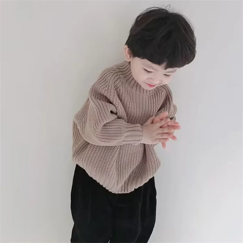 

Boys Woolen Sweater Crochet Cotton Windbreak 2023 In Stock Plus Thicken Autumn Winter Outwear Warm Children's Clothing