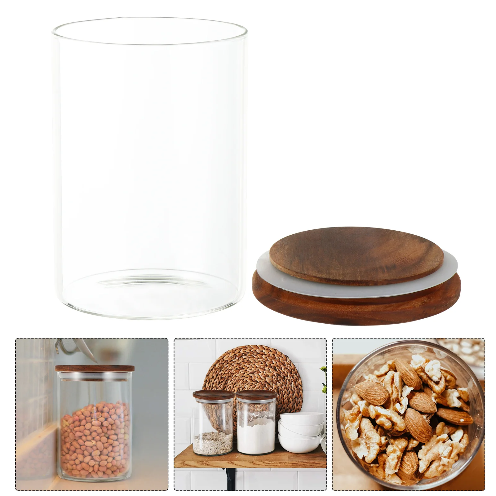 

1Pcs Heat-Resistant Glass Jar Transparent Food Storage Container for Tea Nuts Dried Fruits Candy Grain Moisture-Dust-Proof Seal