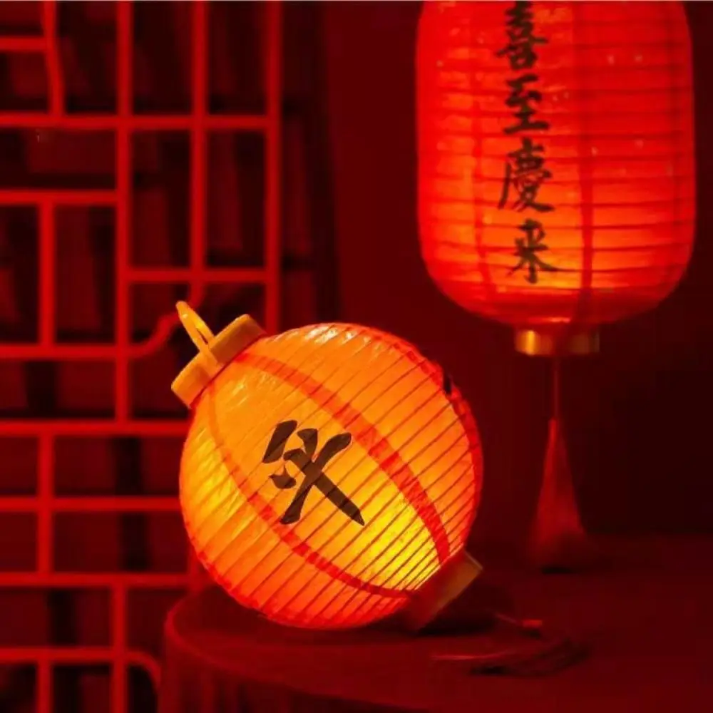 Com iluminação lanterna chinesa materiais diy com alça boa sorte festa lanterna brilhante artesanal kits de lâmpada lanterna brilhante