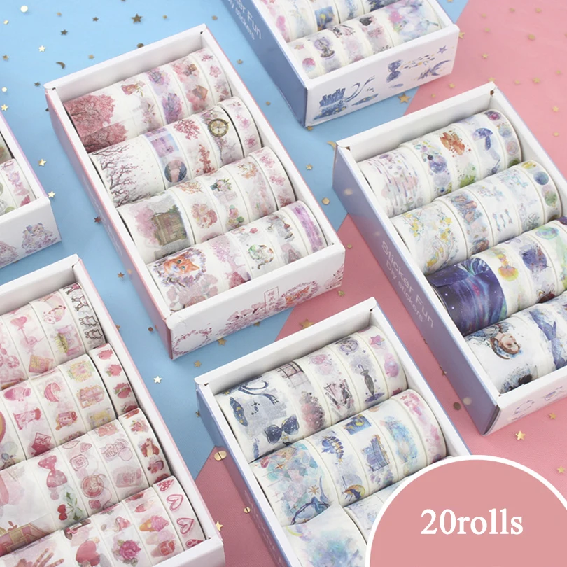 20Rolls Washi Tape Set Scrapbooking Masking Tape Sakura Stationery Washitape School Journal Supplies Decorative Adhesive Tape