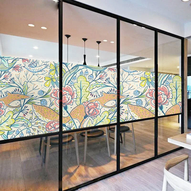 40-120cm Spring Flowers Window Film Vinyl Glass Film Privacy Protection Stickers Stained Window Glass Films Office Home Decor