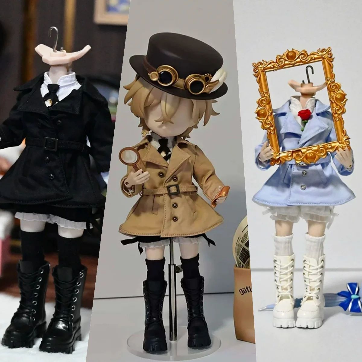 

【Clothing Only】1/12 Scale Male Soldier Clothing Accessories Belted Trench Coat Set Fit 6''Action Figure For OB11 Asi2.0 Asi3.0