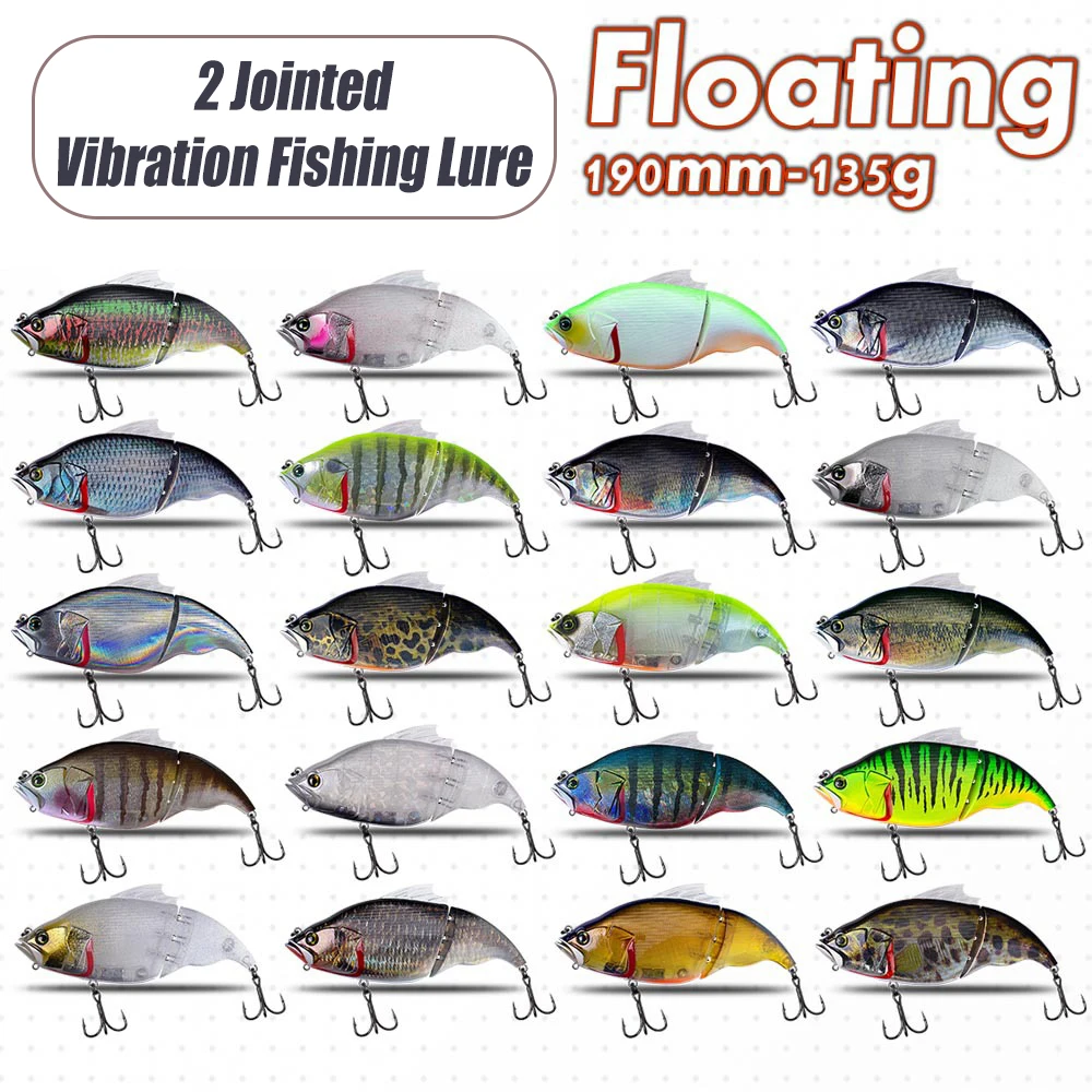 2 Jointed Vibration Fishing Lure Swimbait 190mm 135g Arttificial Wobbler Big Crankbait Bass Pike Bait Bionic bait floating Lure