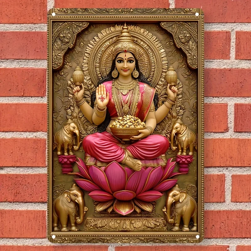 Square Goddess Lakshmi Aluminum Sign, Versatile Decor for Home, Bar, Kitchen & More, room decoration, Decorative Wall Poster