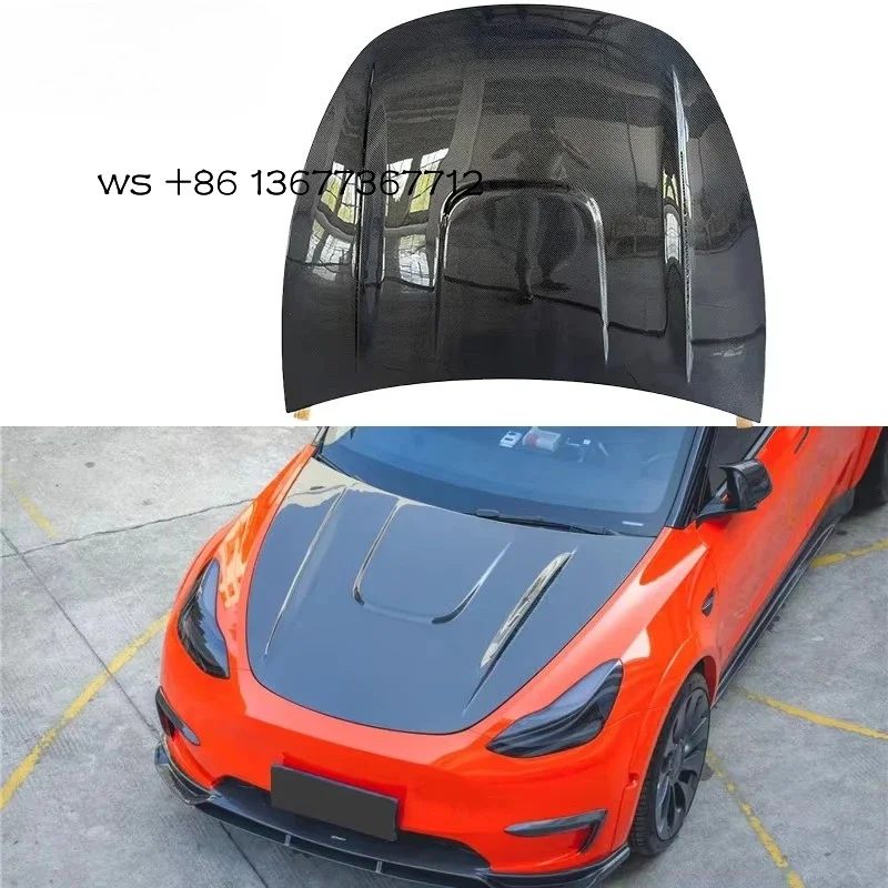 

Y CMST Style Carbon Fiber Bonnet Vented Hood Engine Cover MODEL Y