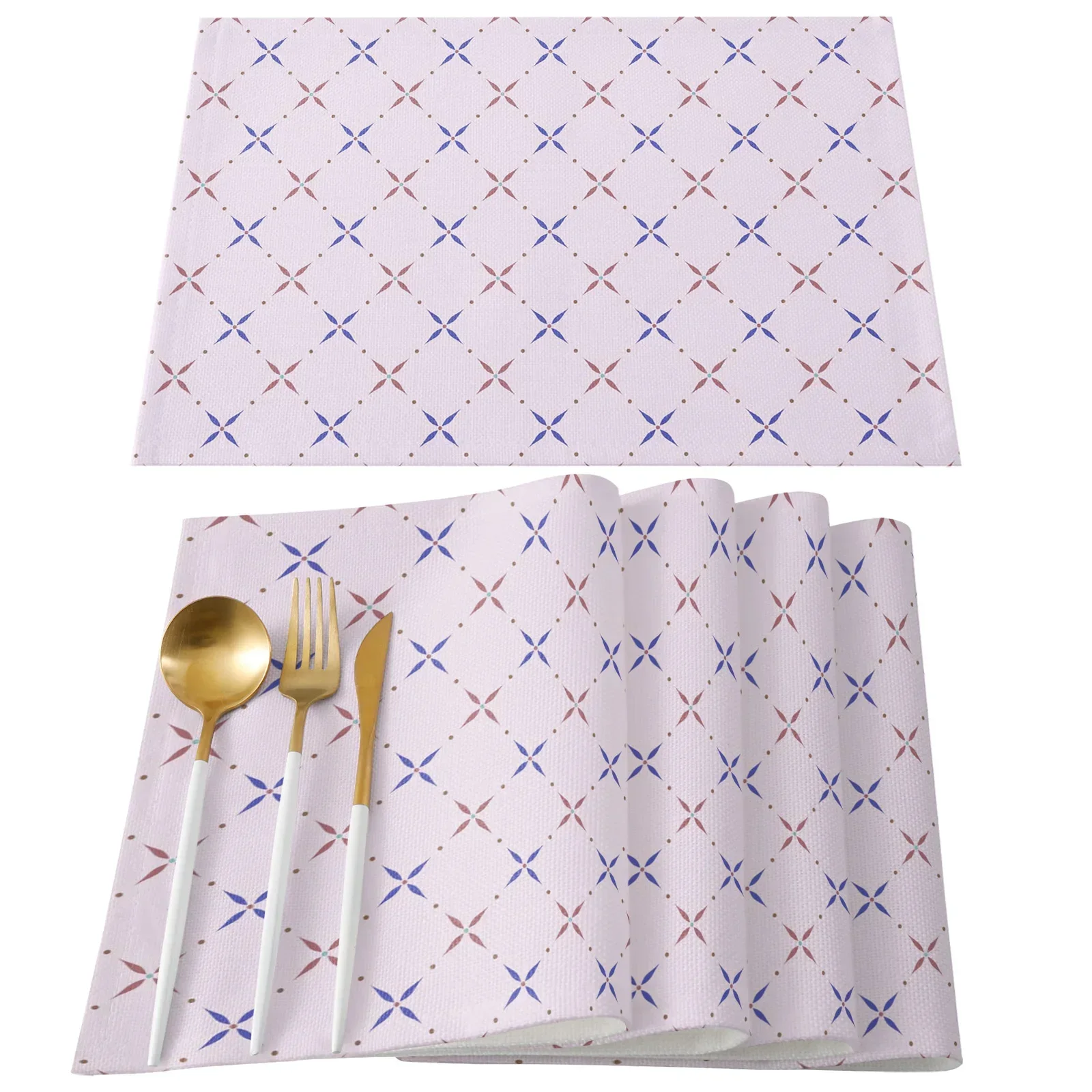 Modern Geometric Texture Kitchen Dining Table Decor Accessories 1pcs Placemat Heat Resistant Linen Tableware Pads Mats