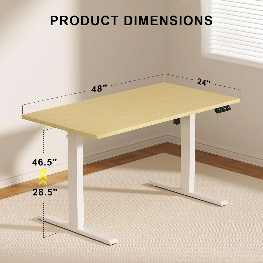 مكتب قائم كهربائي قابل لضبط الارتفاع - مكتب بدون خياطة مقاس 48 × 24 بوصة للاستخدام المنزلي والمكتب المريح