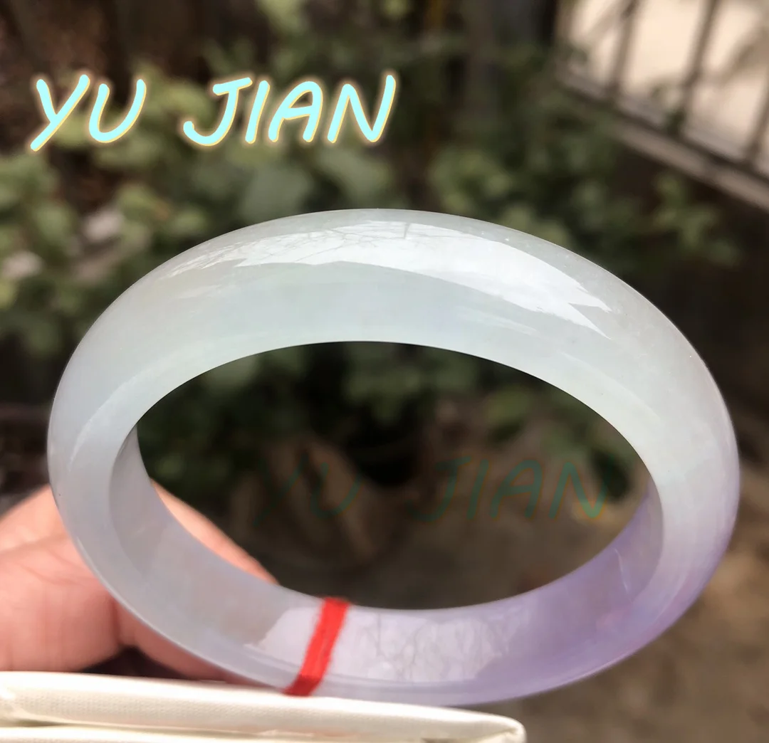 High Ice Rare Light Purple White Natural Myanmar Grade A Jadeite Unique Exquisite Bracelet Handring Jade Elegance Fine Jewelry