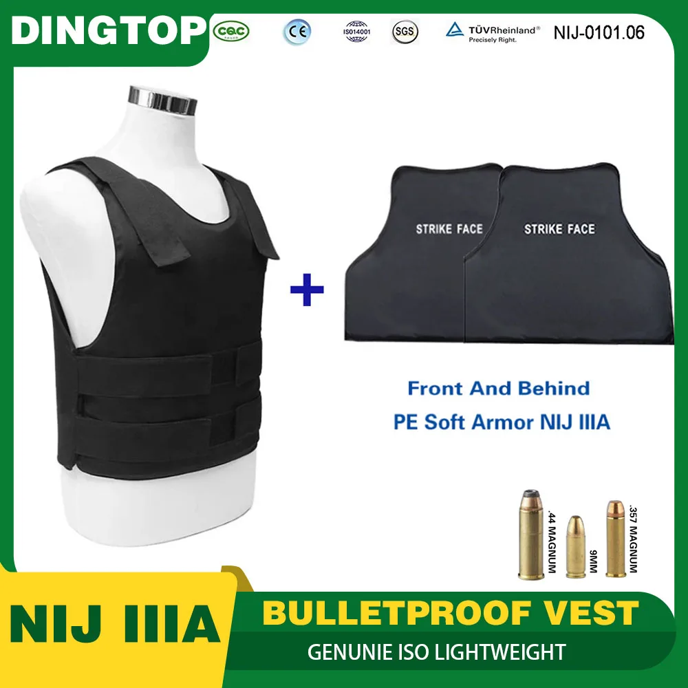 Genuine ISO Lightweight NIJ IIIA 3a Bulletproof Ballistic Vest Insertable Steel Plate Body High Protection