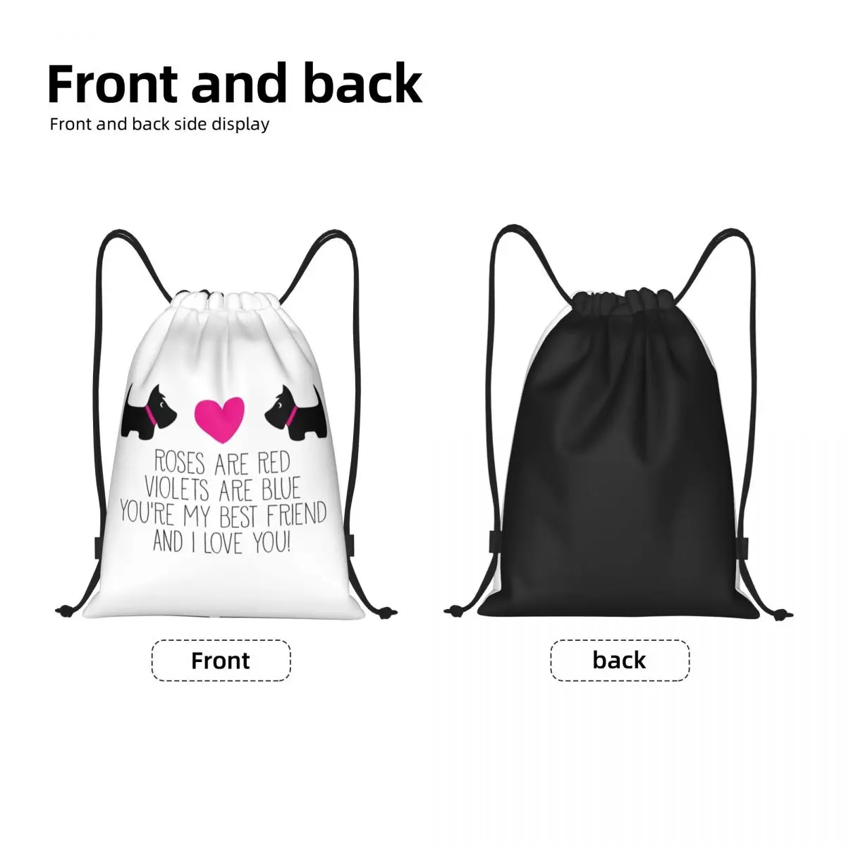 Cute Scottie Dogs Love Drawstring Backpack Bags Men Women Lightweight Scottish Terrier Gym Sports Sackpack Sacks for Traveling