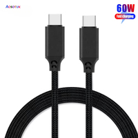 60W USB Type C To USB C Cable For iphone 15 Pro Max 16 Samsung S24 Xiaomi PD Fast Charging Charger Cord 3A Fast USB C Cable 1m