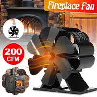 Black Fireplace 5 / 6 Blade Heat Powered Stove Fan Log Wood Burner Eco Friendly Quiet Fan Home Efficient Heat Distribution