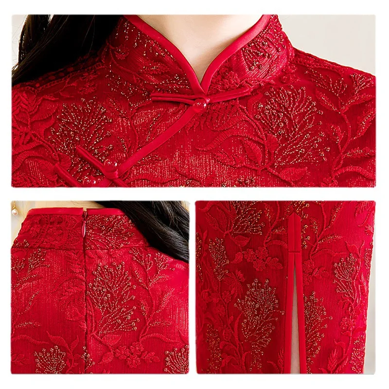 Cheongsam Lace Engagement Temperament Fashion Chinese Style Traditional Clothing Sexy Modified New Photography