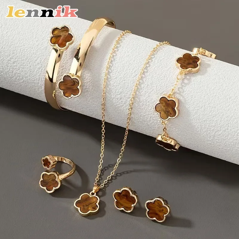 Women's Lucky Flower Five-Leaf Clover Jewellery Set