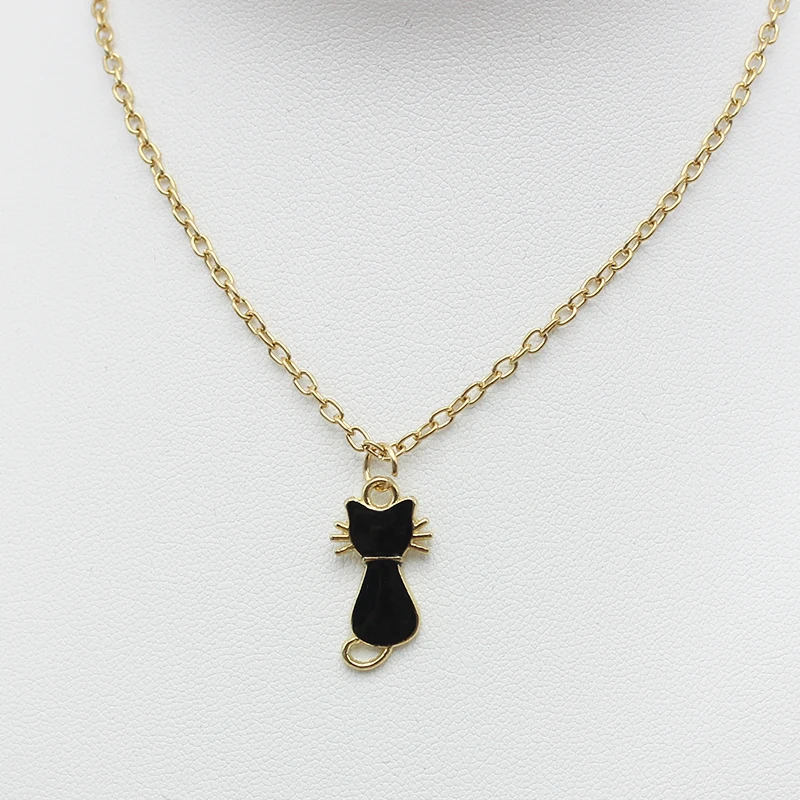 Creative Black Cat\'s Back Shadow Pendant Necklace Women Clavicle Chain Collar Animal Pussy Kitten Jewelry Wholesale Girl Gift