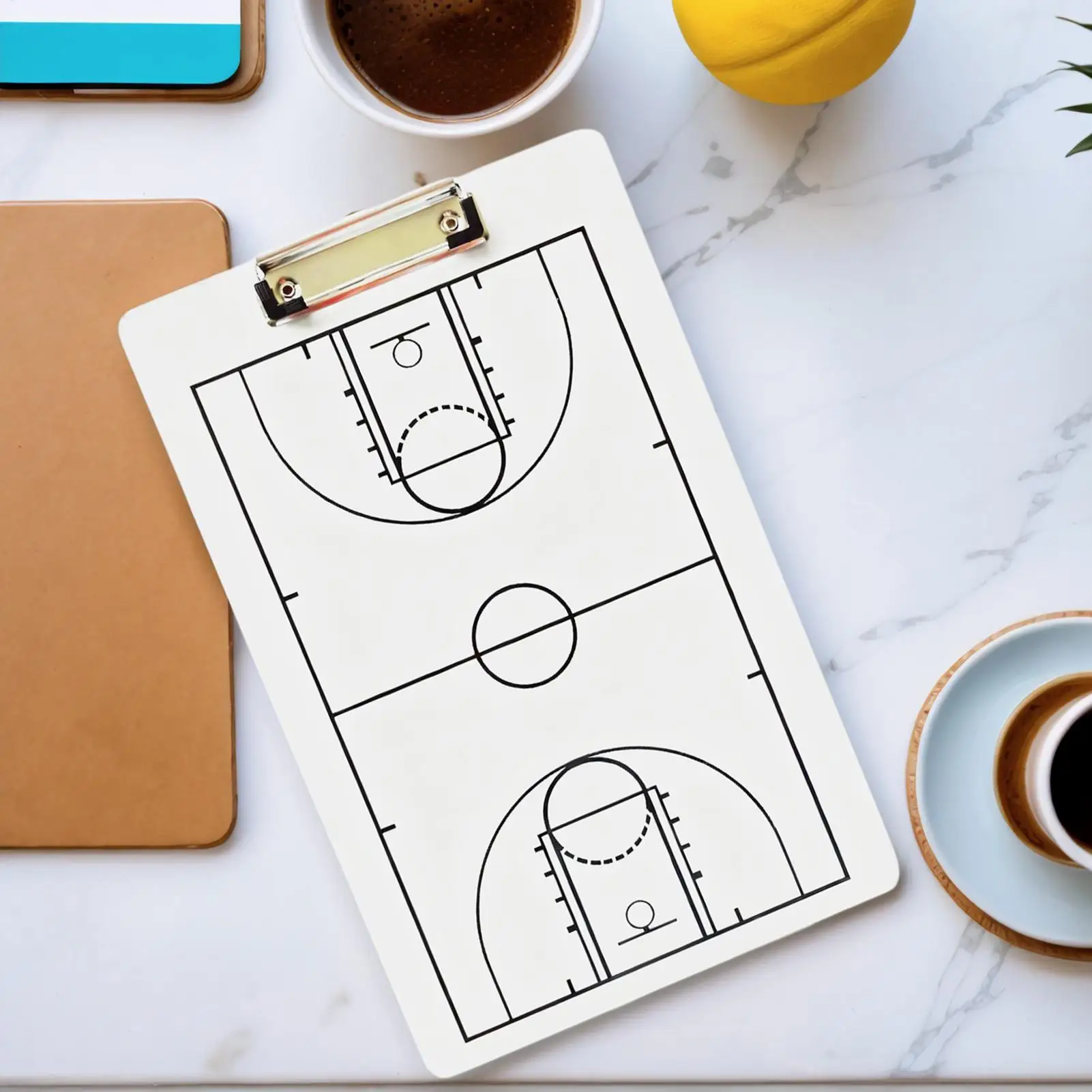 Portapapeles de entrenamiento de baloncesto, pizarra blanca de borrado en seco de doble cara con marcador para tácticas de competición de entrenamiento deportivo