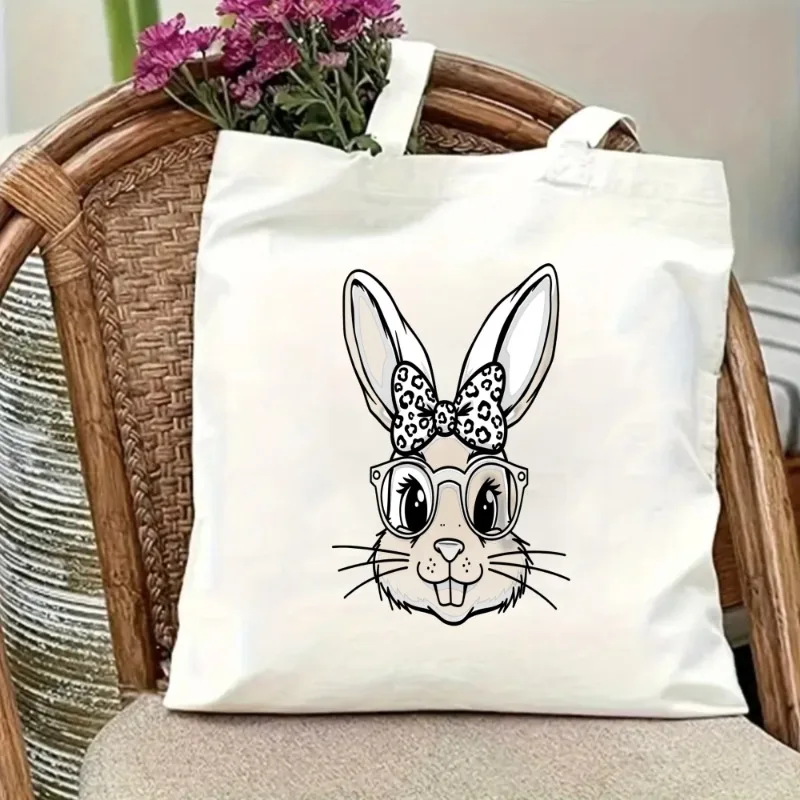 فراشة عقدة نظارات أرنب رئيس طباعة حقيبة قماش قنب حمل حقيبة حقيبة كتف حقيبة الجامعة ديكور المنزل حقيبة طالب عصرية