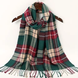 Long Striped Scarf Simple Thin Plaid Tassel Shawl Mature Warm Windproof Neck Scarf Casual Outdoor Unisex Scarf