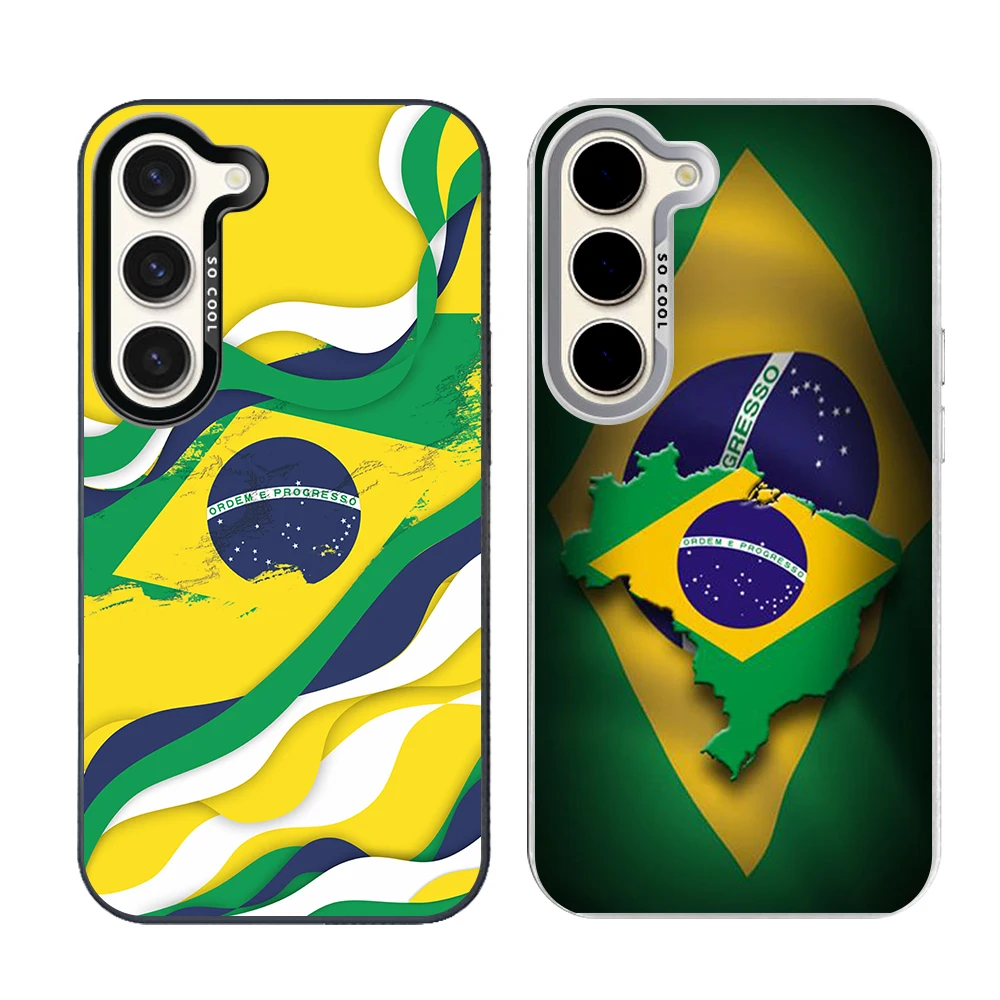 Brasil Phone Case Cover for Samsung Galaxy S26 S25 S24 S23 S22 S21 S20 FE Ultra Plus Present Grey Silvery Shockproof Shell Bags