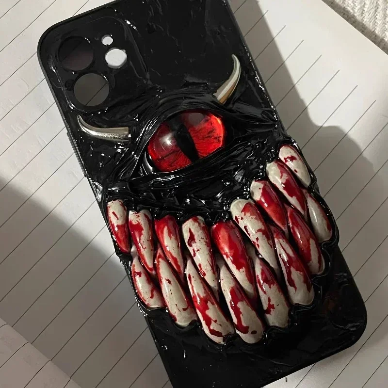 4002 Original Handmade Customized Phone Case 3D Teeth Cthulhu Eyes Horror Gothic Punk Dark Cthulhu Halloween Gift Phone Case