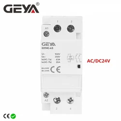 GEYA GYHC DC Contactor DC24V Coil  2P 220V 63A 2NO 2NC 1NO1NC Automatic Householdr Contactor Din Rail Type