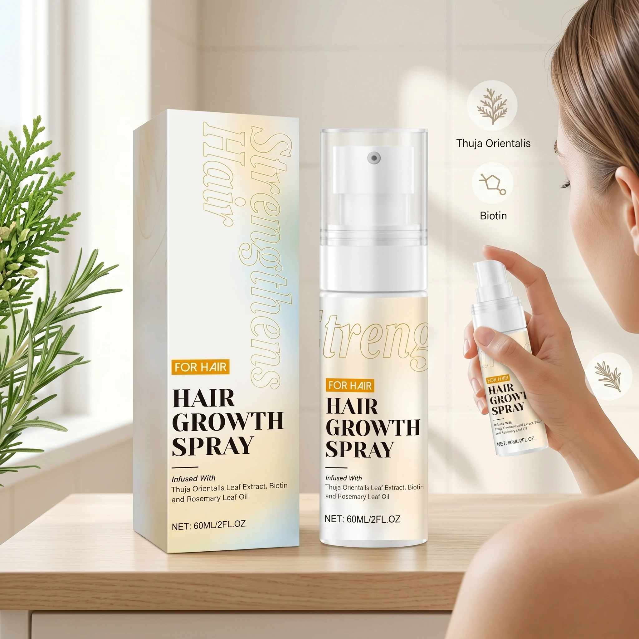 Hair Growth Spray Strengthen Hairs Follicle Reduce Loss Improving Thinning Split Hairs Repair Damaged Scalp Treatment Serum 60ml