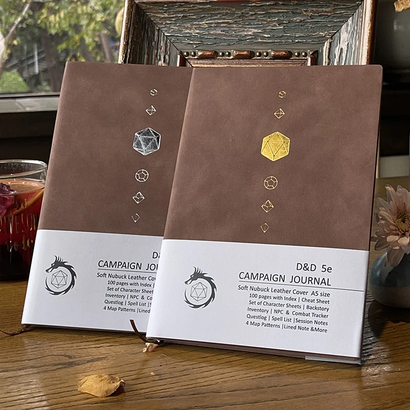 DnD 5e Notebook Campaign Journal|Character Sheets|Cheat Sheets|NPC/Combat Tracker|Maps|96 Pages|Leather Cover...All-In-One