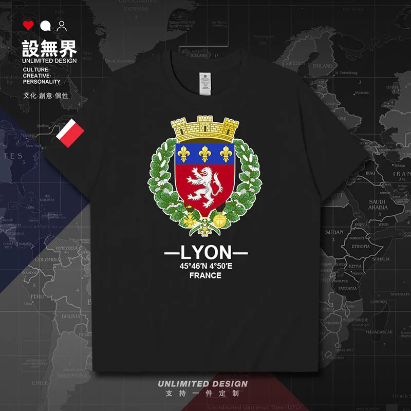 Lyon France Europe ville touristique université foire internationale logo culture souvenir hommes chemise de sport hauts 100 coton t-shirt 20