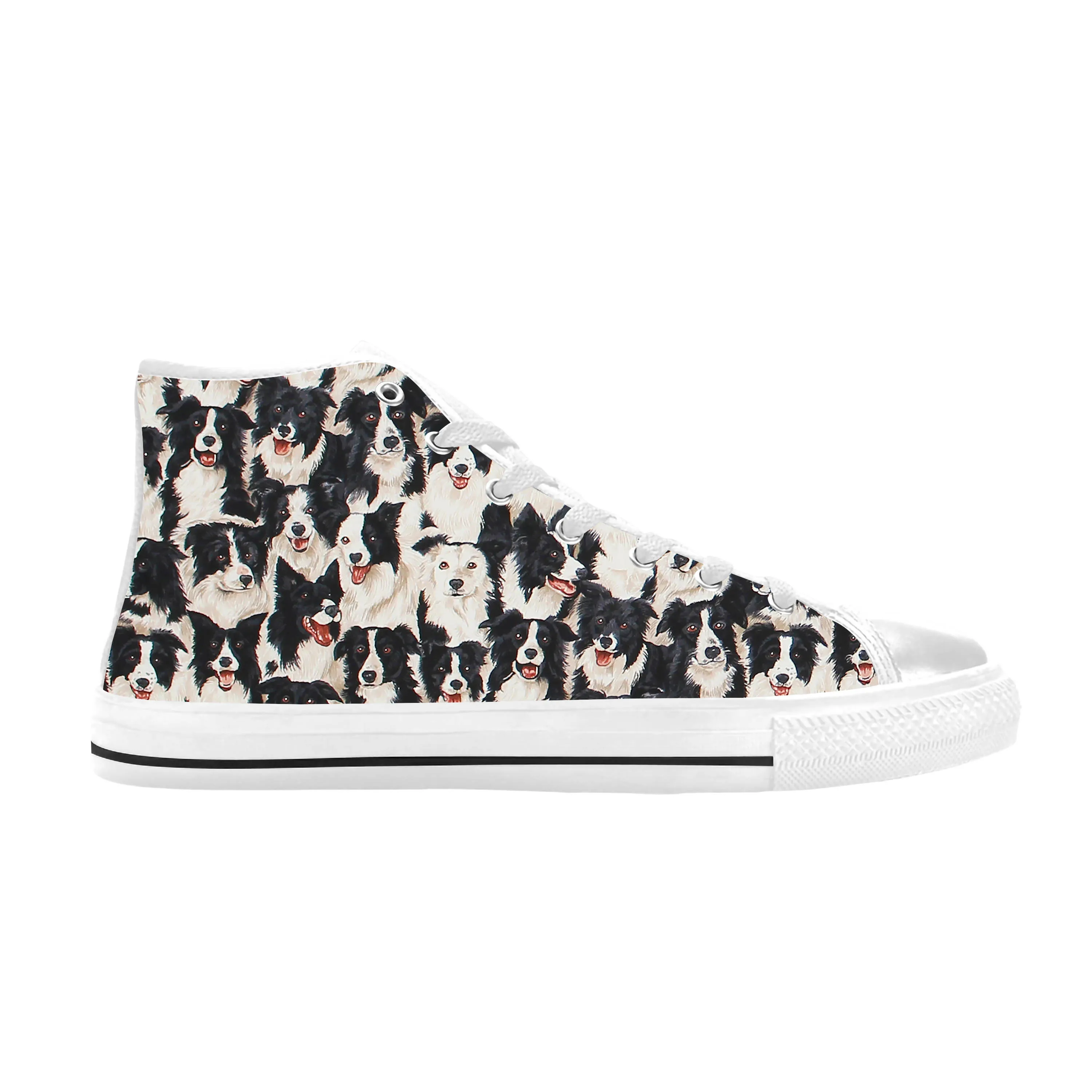 Border Collie Collies Dog Animal Pattern Cartoon Casual Cloth Shoes High Top Comfortable Breathable 3D Print Men Women Sneakers