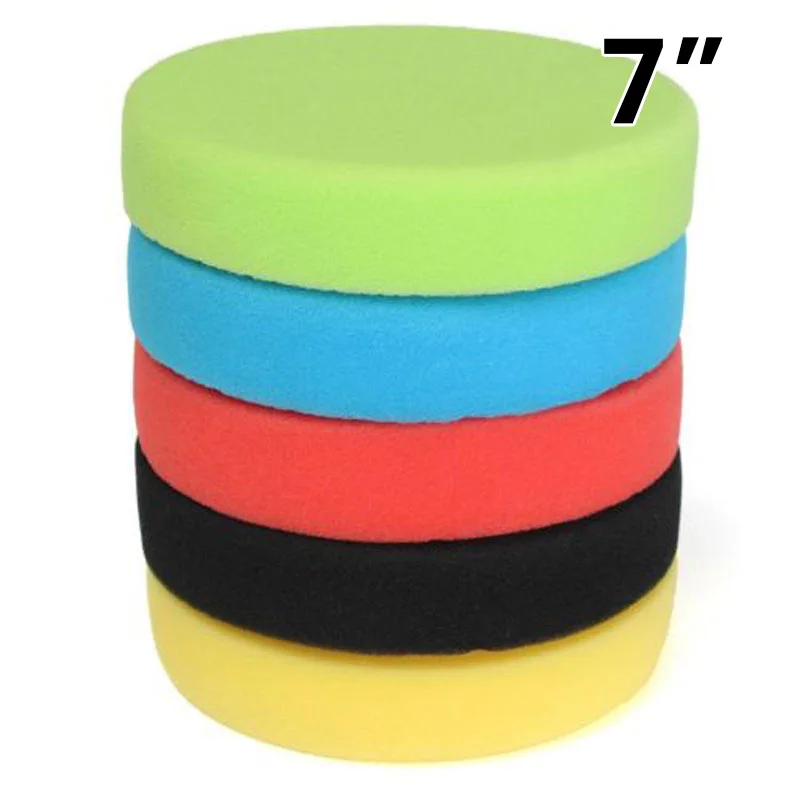 5pcs 7 Inches 180mm Car Round Flat Polishing Wheel Foam Buffing Sanding Pad Disc Sponge Grinding Pads