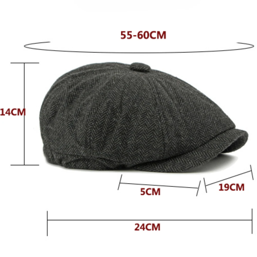 HT4908 Baskenmützen für Männer und Frauen, Vintage-Künstler-Malermütze, Unisex Ivy Flachmütze, Frühling Herbst Gestreifte Achteckige Baskenmütze – Detail 1