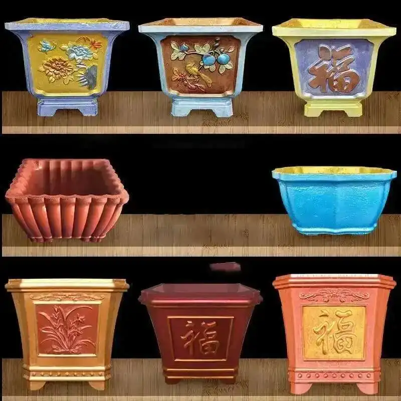 

Square Cement Flower Pot Mold Outdoor Garden DIY Bonsai ABS Plastic Model Roman Column Cast-in-place Concrete Plastic Mould