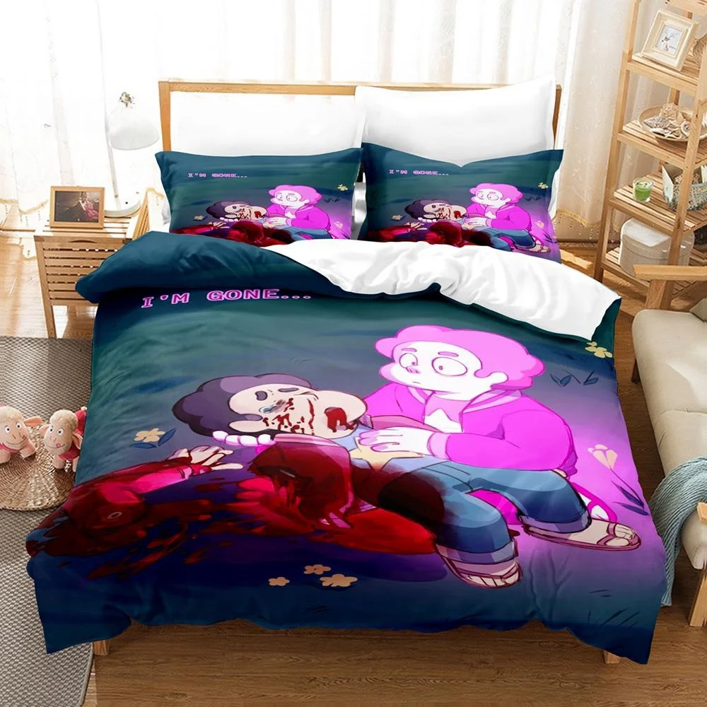 

New Kawaii Steven Universe Bedding Set Single Twin Full Queen King Size Bed Set Adult Kid Bedroom 3D Print Anime Bed Sheet Set