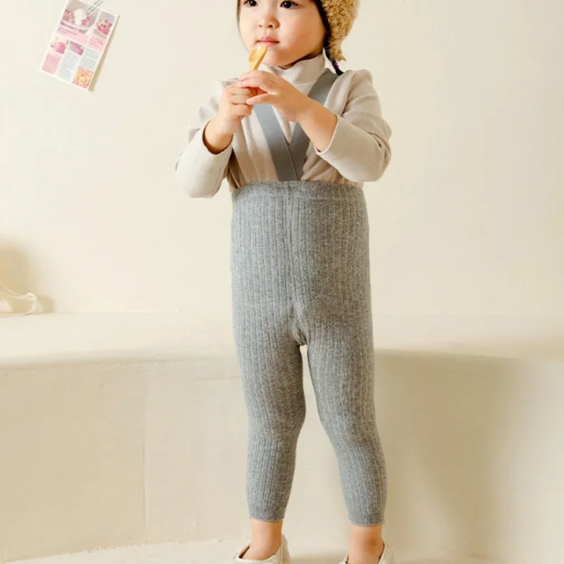 Spring Autumn Baby Kids Suspender Pantyhose For Girls Boys Tights Children Clothes High Waist Bandage Cross Straped Leggings