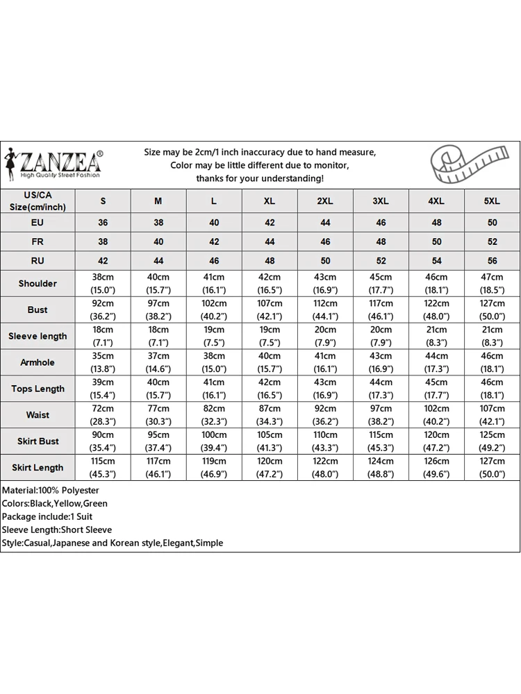 ZANZEA Damskie dwuczęściowe zestawy 2024 Letnie dopasowane zestawy Biurowa odzież z krótkim rękawem i sukienka bez rękawów Stroje Casual Solid Dress