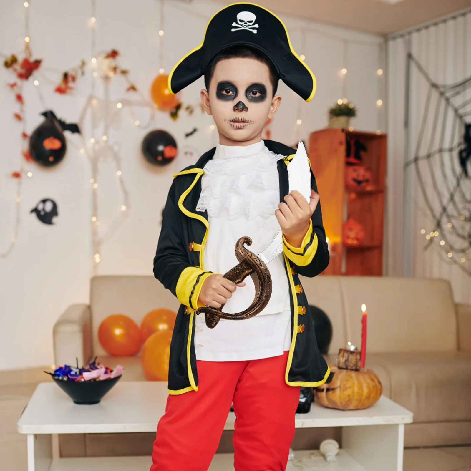 1 set di spada da pirata set da gioco in plastica per cosplay di Halloween costume per bambini accessori da pirata per feste spade finte cosplay