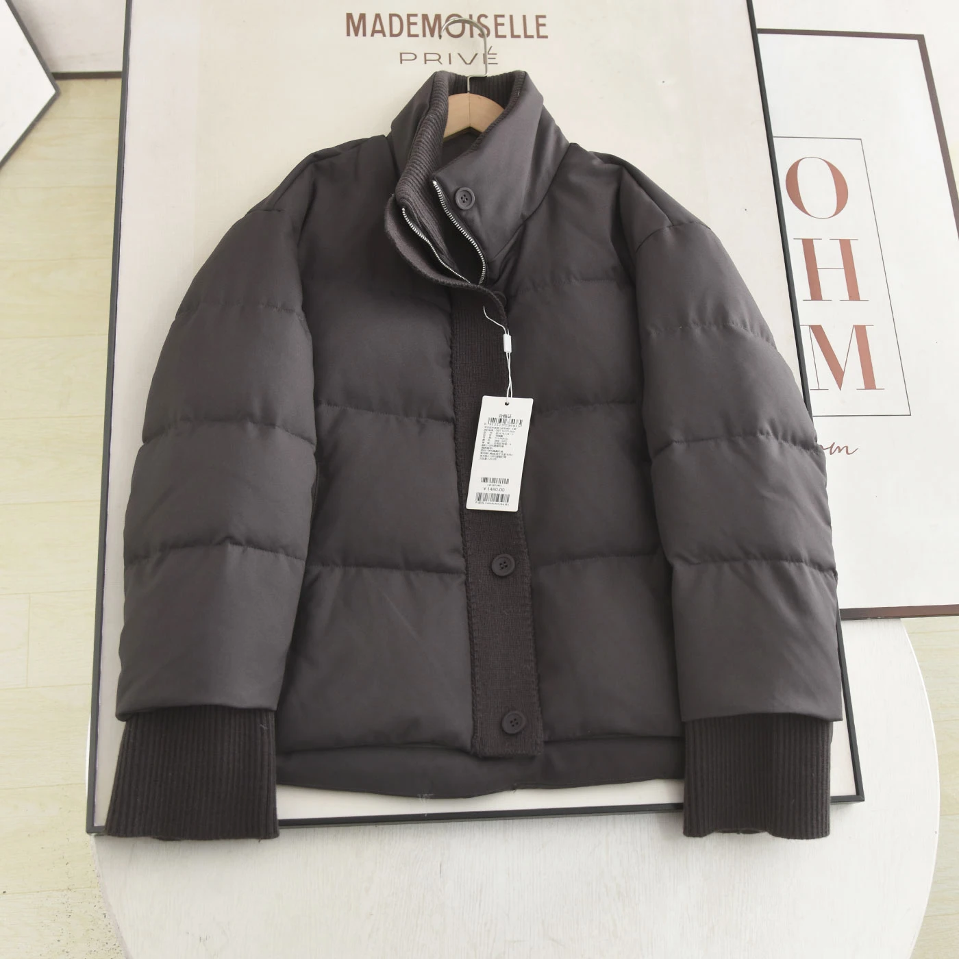 

McSystem, новинка зимы 2023, дюймовый джинсовый воротник-стойка, повседневная универсальная женская верхняя одежда небольшого размера, теплая длинная све