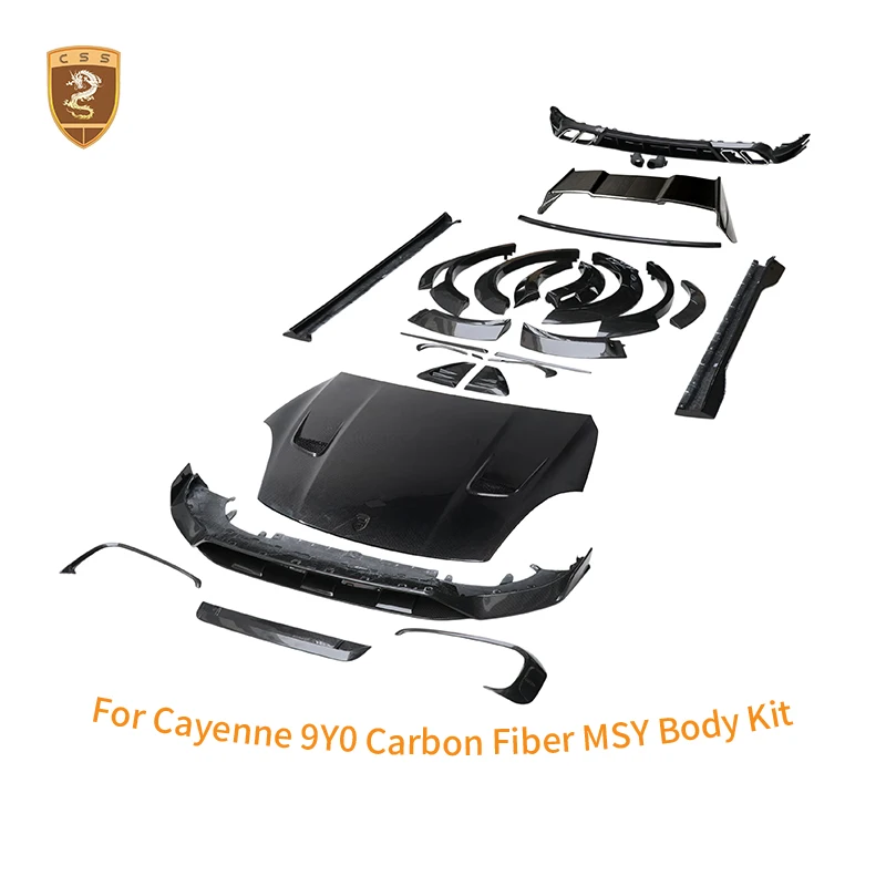 For Porsche Cayenne 9Y0.2 2024 Dry Carbon Fiber MSY Style Body Kit Front Lip Splitter Side Skirt Hood Wheel Arch Rear Diffuser