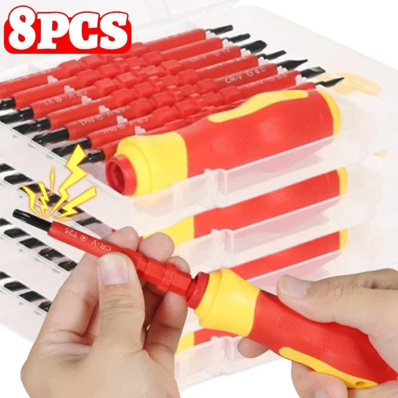 

Insulated Screwdriver Set Magnetic Screw Driver Double Head Bit Multi-Purpose Screwdriver Slotted Phillips Triangle Hand Tools